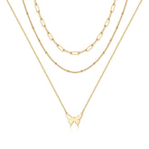 3PCS Link Chain&Beads Chain&Butterfly Dainty Layered Choker Necklace